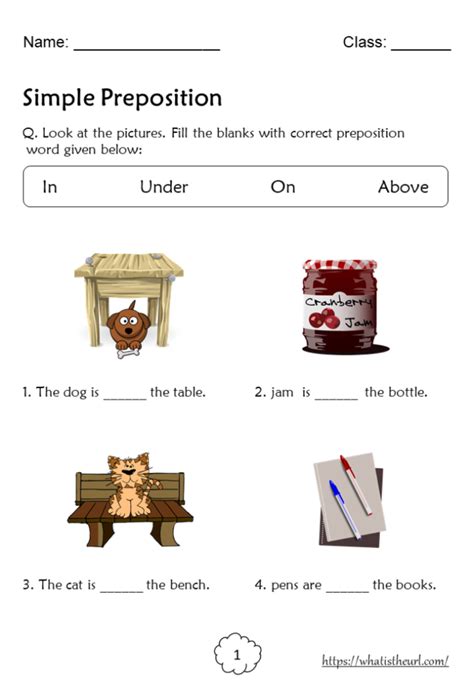 Grade 1 Free Simple Prepositions Worksheets Preposition Worksheets For Grade 1 - Preposition Worksheets For Grade 1