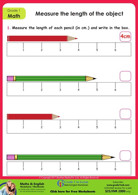 Grade 1 Measurement Worksheets Measuring Lengths With A Measurement First Grade Worksheet  - Measurement First Grade Worksheet\
