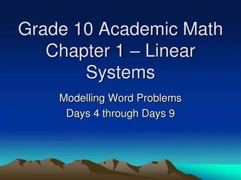 Grade 10 Academic Math Linear Systems Practice Test A