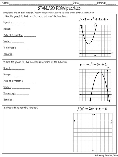 Grade 10 Math Unit 4 Quadratics Ontario Mpm2d Vertex Form Of A Quadratic Worksheet - Vertex Form Of A Quadratic Worksheet