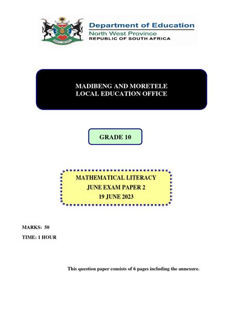 Grade 10 Maths Lit Exam Papers