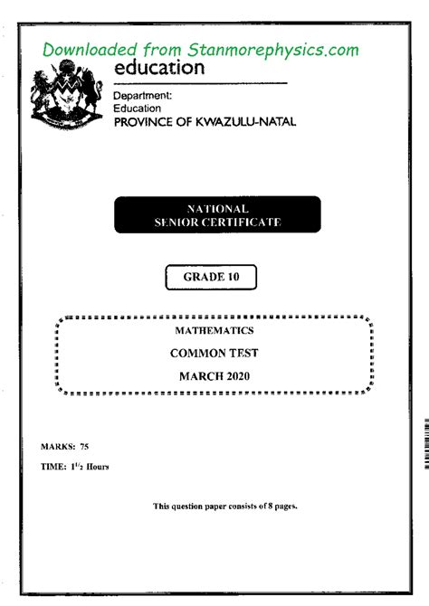 Grade 10 Maths Past Papers