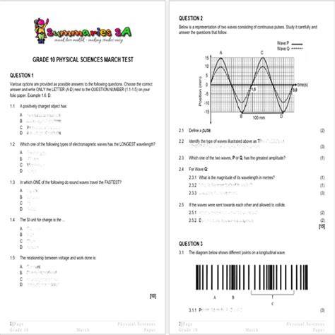 grade 10 physical science p1 scope