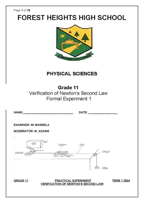 Grade 11 Physical Sciences Practical Investigation 2013