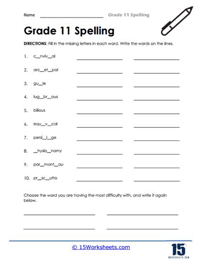 Grade 11 Spelling Worksheets 15 Worksheets Com Grade 11 Vocabulary Worksheets - Grade 11 Vocabulary Worksheets