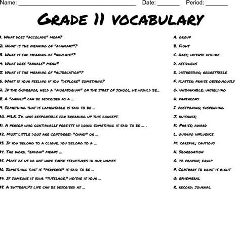 Grade 11 Vocabulary Worksheets Grade 11 Vocabulary Worksheets - Grade 11 Vocabulary Worksheets