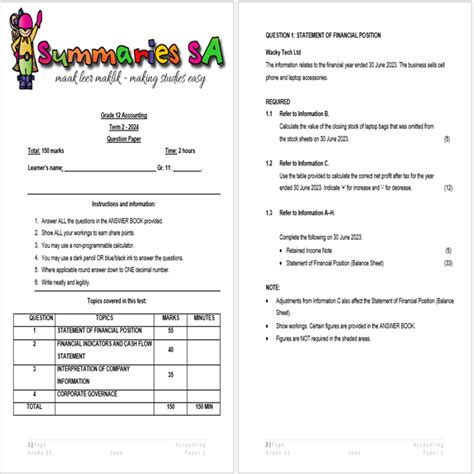 Grade 12 Accounting June 2014 Exemplar