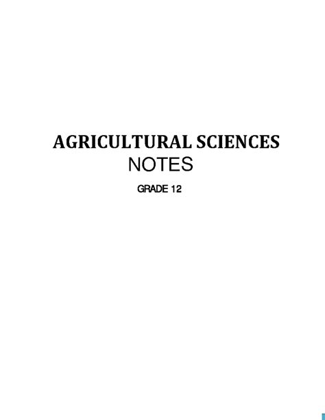 Grade 12 Agric Exemplar For September Of 2014