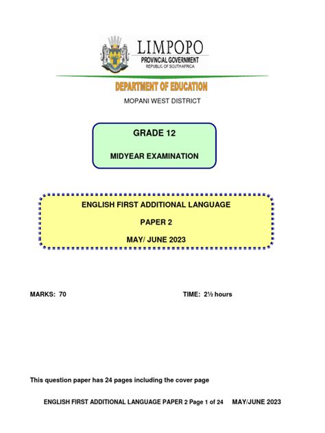 Grade 12 English First Additional Language Learner Notes
