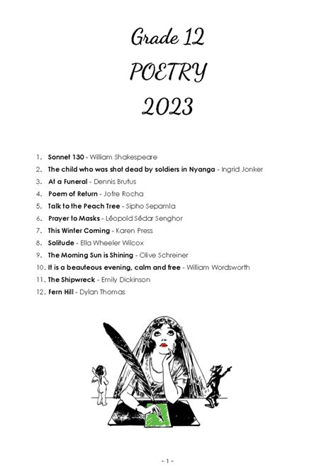 Grade 12 English Poetry Study
