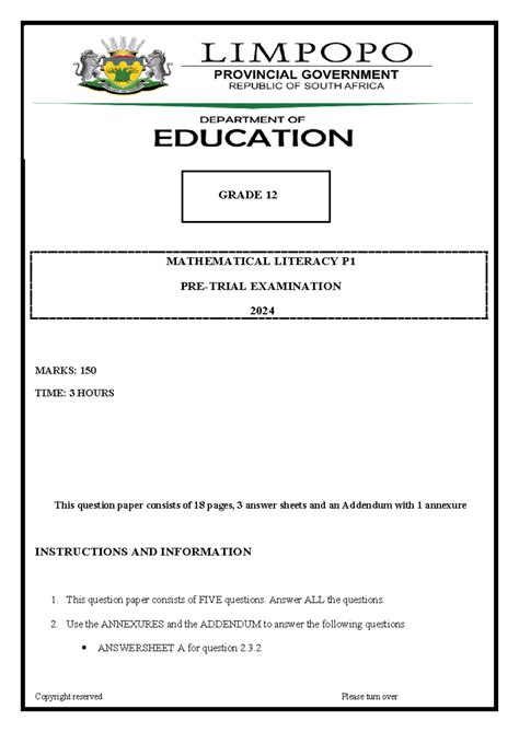 Grade 12 Mathematical Literacy Learner Notes
