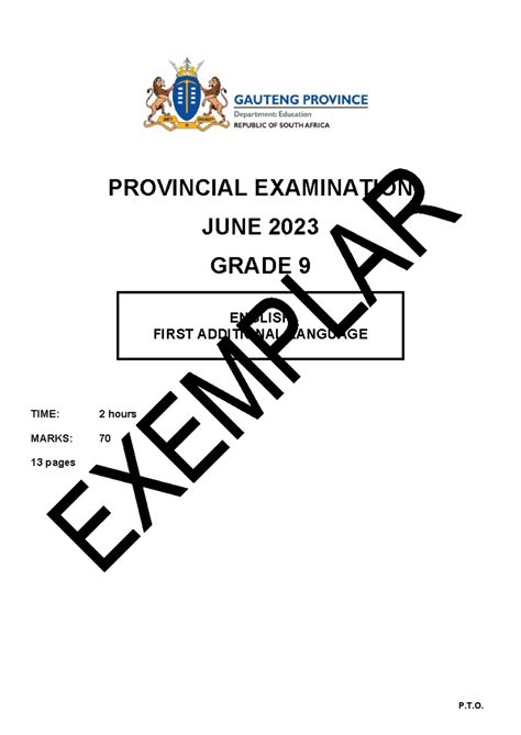 Grade 12 Prototype Examination English Language Arts A 3