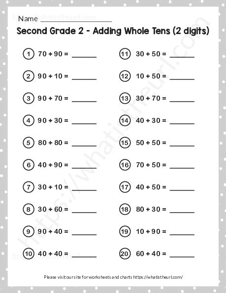 Grade 2 Adding Whole Tens 2 Digits Exercise Adding Tens To Two Digit Numbers - Adding Tens To Two Digit Numbers