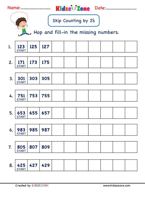 Grade 2 Math Skip Counting Worksheets Kidzezone Skip Counting Worksheet Grade 2 - Skip Counting Worksheet Grade 2