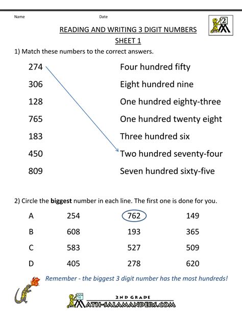 Grade 2 Reading And Writing Numbers Printable Worksheets Read And Write Numbers Worksheet - Read And Write Numbers Worksheet