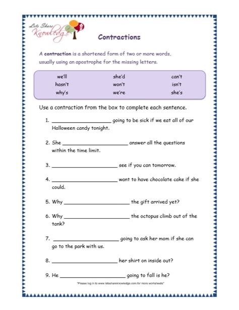 Grade 3 Grammar Topic 18 Contractions Worksheets Contractions For Third Grade - Contractions For Third Grade