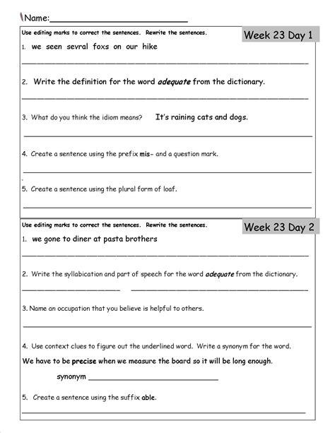Grade 3 Language Arts Worksheets 3 Grade Work - 3 Grade Work