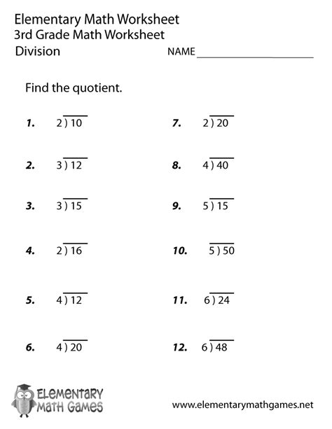 Grade 3 Math Worksheet Long Division Basic Division Basic Division Facts Worksheet - Basic Division Facts Worksheet