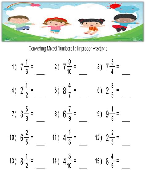 Grade 3 Math Worksheets Convert Imporper Fractions To Mixed Number Worksheet 3rd Grade - Mixed Number Worksheet 3rd Grade
