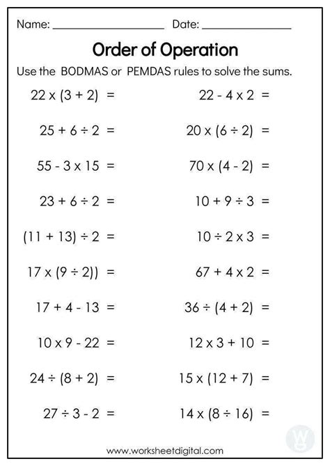 Grade 3 Order Of Operations Worksheets K5 Learning Parentheses Math Worksheet - Parentheses Math Worksheet