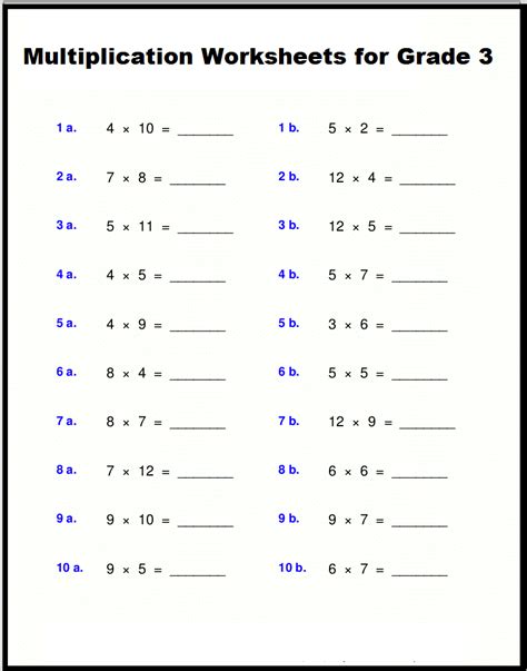 Grade 3 Printable Multiplication Worksheets In 2024 3 Grade Multiplication Worksheet - 3 Grade Multiplication Worksheet
