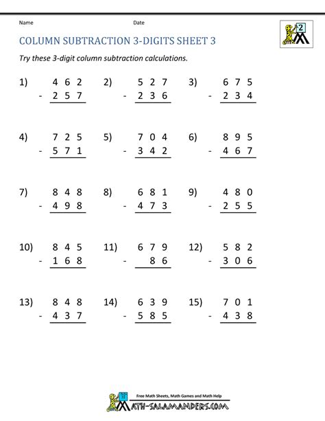 Grade 3 Subtraction Worksheets Free Printables Math Worksheets Subtraction Worksheets For Grade 3 - Subtraction Worksheets For Grade 3