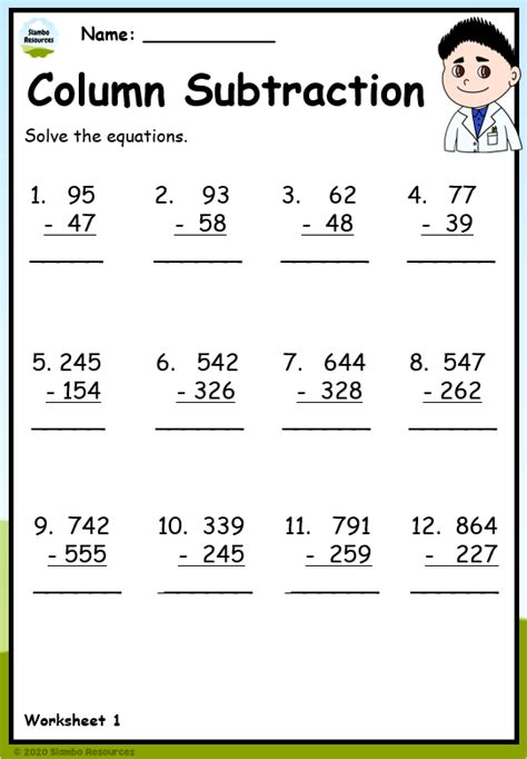 Grade 4 Math Worksheet Subtraction Part 3 Education Subtraction Worksheet For Grade 1 - Subtraction Worksheet For Grade 1