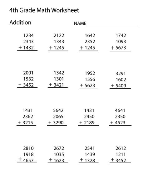 Grade 4 Math Worksheets