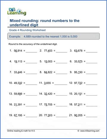 Grade 4 Mixed Rounding Worksheets K5 Learning Rounding Numbers Worksheets Grade 4 - Rounding Numbers Worksheets Grade 4