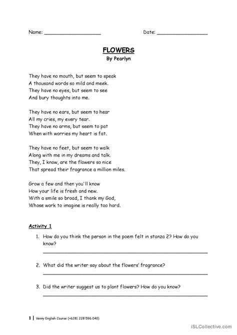 Grade 4 Poem Reading Comprehension Worksheets Learny Kids Poetry Comprehension For Grade 4 - Poetry Comprehension For Grade 4