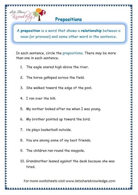 Grade 4 Prepositional Phrase Worksheets Lesson Worksheets Grade 4 Prepositional Phrases Worksheet - Grade 4 Prepositional Phrases Worksheet