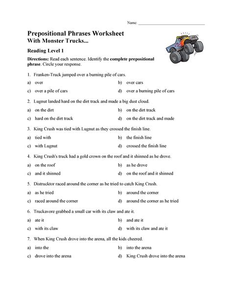 Grade 4 Prepositional Phrases Worksheet   Prepositional Phrase Worksheets English Worksheets Land - Grade 4 Prepositional Phrases Worksheet