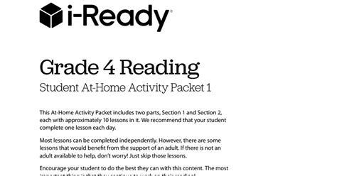 Grade 4 Reading Iready At Home Activity Packets I Ready Book 4th Grade - I Ready Book 4th Grade