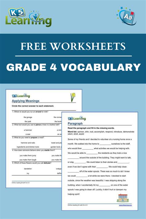 Grade 4 Vocabulary Workbook From K5 Learning K5 Learning Reading Comprehension Grade 4 - K5 Learning Reading Comprehension Grade 4
