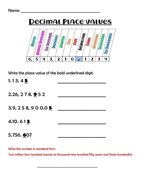 Grade 5 Decimal Worksheet   Decimal Place Value Worksheets Grade 5 Download Free - Grade 5 Decimal Worksheet