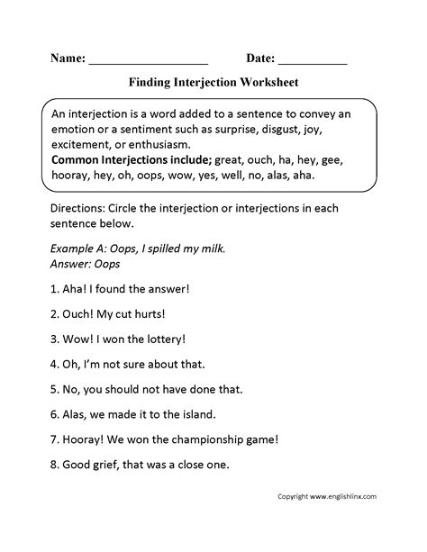 Grade 5 Language Arts Worksheets Interjection Worksheet 5th Grade - Interjection Worksheet 5th Grade