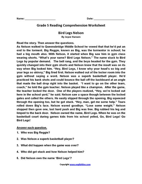 Grade 5 Reading Comprehension Worksheets Pdf 5 Grade Reading - 5 Grade Reading