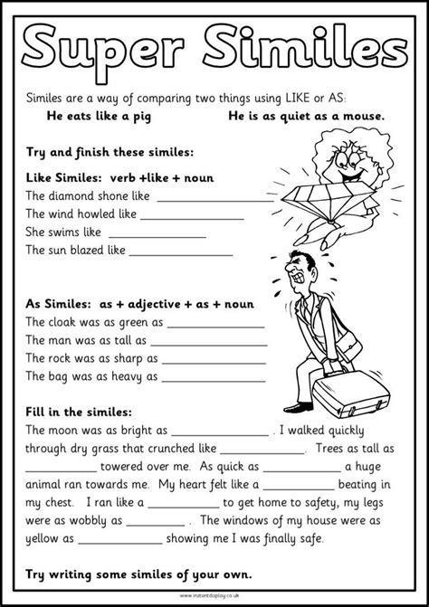 Grade 5 Similes Worksheet With Answers Askworksheet Simile Worksheets For 2nd Grade - Simile Worksheets For 2nd Grade