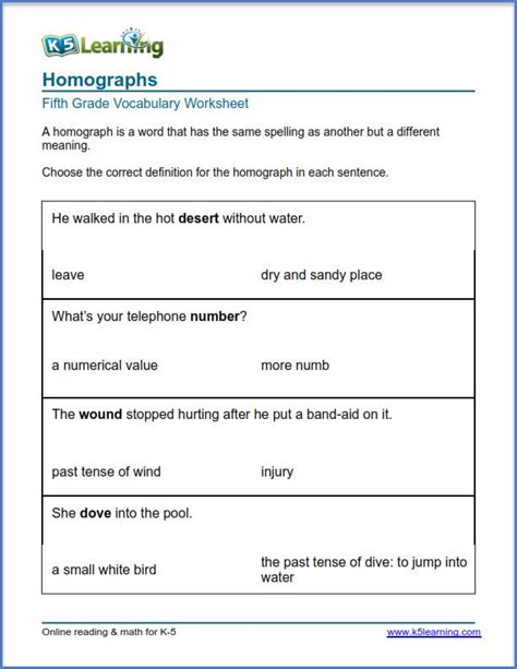 Grade 5 Vocabulary Worksheets K5 Learning 5th Grade Vocabulary Lists - 5th Grade Vocabulary Lists