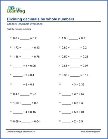 Grade 6 Decimal Worksheets Divide Whole Numbers By Powers Worksheet Grade 6 - Powers Worksheet Grade 6