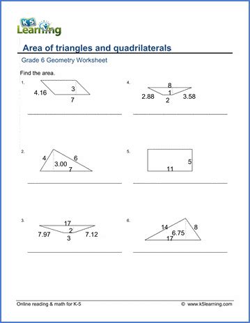 Grade 6 Geometry Worksheets Area Of Triangles K5 Triangles Worksheet Grade 6 - Triangles Worksheet Grade 6