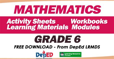 Grade 6 Math Learning Materials From Deped Lrmds Lrmds Grade 6 - Lrmds Grade 6