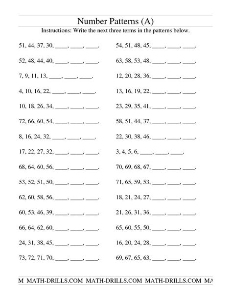 Grade 6 Numbers Patterns Worksheets K12 Workbook Number Patterns Worksheets Grade 6 - Number Patterns Worksheets Grade 6