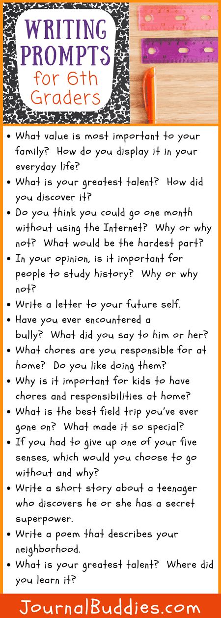 Grade 6 Prompts Journalbuddies Com 6th Grade Writing Prompts - 6th Grade Writing Prompts