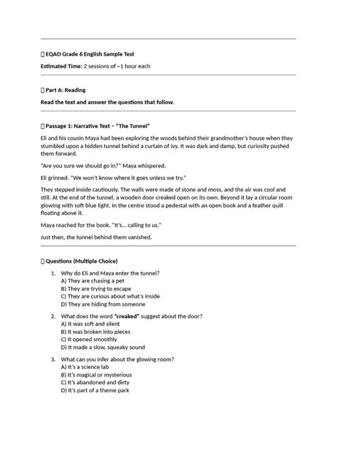 grade 6 sample questions spring 2006 language eqao