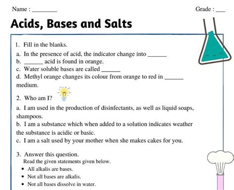 Grade 7 Acids Bases And Salts Worksheets Acid Or Base Worksheet Answers - Acid Or Base Worksheet Answers