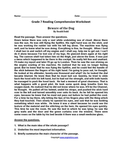 Grade 7 Comprehension Ereading Worksheets Reading Comprehension Grade 7 - Reading Comprehension Grade 7