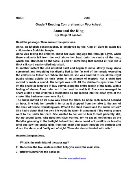 Grade 7 English Reading Part 1 Worksheetcloud Online 7th Grade English Lessons - 7th Grade English Lessons