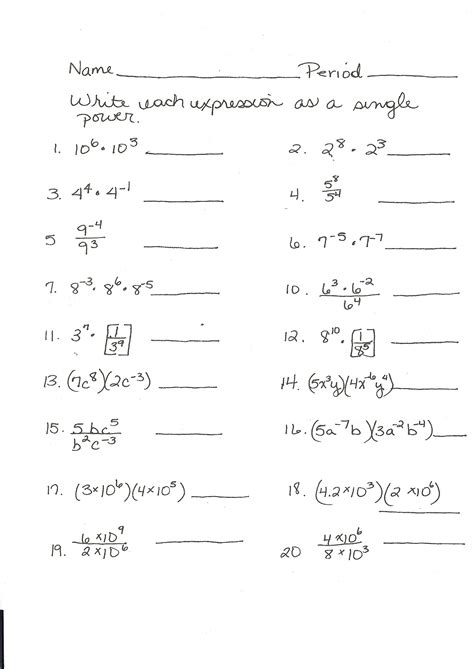 Grade 7 Exponents And Powers Worksheets 7th Grade Exponents - 7th Grade Exponents