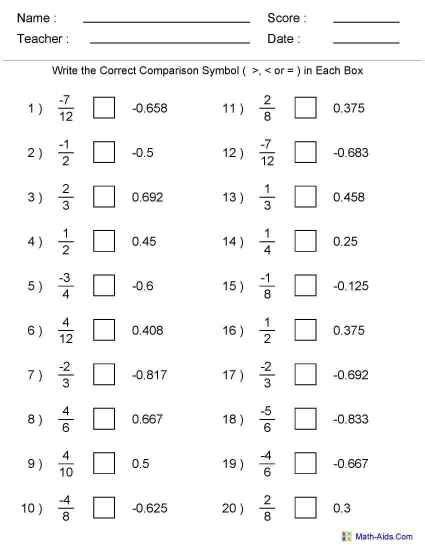 Grade 7 Fractions And Decimals Math Practice Questions Grade 7 Fractions Worksheet - Grade 7 Fractions Worksheet